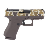 43X M.O.S., Semi-automatic, Striker Fired, Polymer Frame Pistol, Sub-Compact, 9MM, 3.41" Barrel, Custom Duck Camo Cerakote Finish by Shark Coast Tactical, Brown and Tan, Fixed Sights, 10 Rounds, 2 Magazines UX4350204FRDUCK-SCT