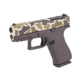 43X M.O.S., Semi-automatic, Striker Fired, Polymer Frame Pistol, Sub-Compact, 9MM, 3.41" Barrel, Custom Duck Camo Cerakote Finish by Shark Coast Tactical, Brown and Tan, Fixed Sights, 10 Rounds, 2 Magazines UX4350204FRDUCK-SCT
