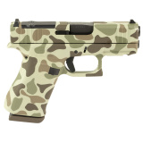 43X M.O.S., Semi-automatic, Striker Fired, Polymer Frame Pistol, Sub-Compact, 9MM, 3.41" Barrel, Custom Frog Camo Cerakote Finish by Shark Coast Tactical, Tan, Green and Brown, Fixed Sights, 10 Rounds, 2 Magazines UX4350204FRFROG-SCT