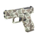 43X M.O.S., Semi-automatic, Striker Fired, Polymer Frame Pistol, Sub-Compact, 9MM, 3.41" Ported Barrel, Custom Frog Camo Cerakote Finish by Shark Coast Tactical, Tan, Green and Brown, Fixed Sights, 10 Rounds, 2 Magazines UX4350204FRFROGPTSCT