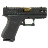 43X, Semi-automatic, Striker Fired, Sub-Compact, 9MM, 3.41", Black With Tiffany Cerakoted Accents, 10 Rounds, 2 Magazines, With Tiffany Cerakoted Accents, Fixed Sights, Polymer, Cerakote UX4350204FRN