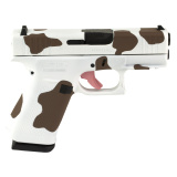 43X, Striker Fired, Semi-automatic, Polymer Frame Pistol, Sub-Compact, 9MM, 3.41" Barrel, Skydas Cerakote Finish, Custom Brown and White Cow Print Cerakote Finish by Skydas, Fixed Sights, 10 Rounds, 2 Magazines UX4350204FRNBRN