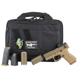 43X Hush Puppy, Semi-automatic, Striker Fired, Polymer Frame Pistol, Sub-Compact, 3.92" Threaded Barrel, 1/2X28 Thread Pitch, Flat Dark Earth Cerakote by Shark Coast Tactical, Suppressor Height Sights, Holosun 407K Red Dot, 10 Rounds, Includes Compact Hu
