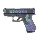 43X M.O.S., Semi-automatic, Striker Fired, Polymer Frame Pistol, Sub-Compact, 9MM, 3.41" Barrel, Custom Peacock Cerakote Finish by Shark Coast Tactical, Black, Blue and Teal, Fixed Sights, 10 Rounds, 2 Magazines UX4350204FRPEA-SCT