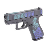 43X M.O.S., Semi-automatic, Striker Fired, Polymer Frame Pistol, Sub-Compact, 9MM, 3.41" Barrel, Custom Peacock Cerakote Finish by Shark Coast Tactical, Black, Blue and Teal, Fixed Sights, 10 Rounds, 2 Magazines UX4350204FRPEA-SCT