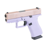 43X, Semi-automatic, Striker Fired, Polymer Frame Pistol, Sub-Compact, 9MM, 3.41" Barrel, Custom Lavender Luxe Cerakote Finish by Skydas, Rose Gold Slide and Lavender Frame, Fixed Sights, 15 Rounds, 2 Magazines UX4350204NR15