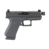 43X, Blackout #2, Striker Fired, Semi-automatic, Polymer Frame Pistol, Sub Compact, 9MM, 3.92" Zaffiri 1/2X28 Threaded Barrel, Blackout Cerakote Finish By Shark Coast Tactical, Suppressor Height Sights, Hybrid Stippled Frame, No Finger Grooves, FrontSerr