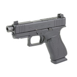 43X, Blackout #2, Striker Fired, Semi-automatic, Polymer Frame Pistol, Sub Compact, 9MM, 3.92" Zaffiri 1/2X28 Threaded Barrel, Blackout Cerakote Finish By Shark Coast Tactical, Suppressor Height Sights, Hybrid Stippled Frame, No Finger Grooves, FrontSerr