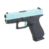 43X, Semi-automatic, Striker Fired, Polymer Frame Pistol, Sub-Compact, 9MM, 3.41" Barrel, Custom Mint Condition Cerakote Finish by Skydas, Black Frame, Soft Mint Slide, Fixed Sights, 15 Rounds, 2 Magazines UX4350204NR15