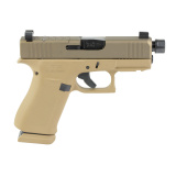 43X, Debo, Striker Fired, Semi-automatic, Polymer Frame Pistol, Sub Compact, 9MM, 3.92" Zaffiri Threaded Barrel, 1/2X28 Thread Pitch, Custom Two-Tone Flat Dark Earth Cerakote Finish By Shark Coast Tactical, Suppressor Height Sights, No Finger Grooves, Fr