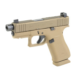 43X, Debo, Striker Fired, Semi-automatic, Polymer Frame Pistol, Sub Compact, 9MM, 3.92" Zaffiri Threaded Barrel, 1/2X28 Thread Pitch, Custom Two-Tone Flat Dark Earth Cerakote Finish By Shark Coast Tactical, Suppressor Height Sights, No Finger Grooves, Fr