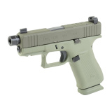 43X, Semi-automatic, Striker Fired, Polymer Frame Pistol, Sub-Compact, 9MM, 3.92" Threaded Barrel, 1/2X28 Thread Pitch, Custom Two-Toned Green Cerakote Finish by Shark Coast Tactical, Suppressor Height Sights, 15 Rounds, 2 Magazines UX4350204NR15