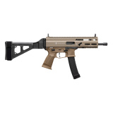 Stribog SP9A3, Semi-automatic, Striker Fired, Aluminum Frame Pistol, 9MM, 8" Threaded Barrel, 1/2X28 Thread Pitch, Ambidextrous Controls, Folding Pistol Brace, M-LOK Handguard, Matte Finish, Flat Dark Earth, 30 Rounds, 3 Magazines 197892029957