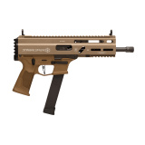 Stribog SP9A3G, Semi-Automatic Pistol, 9MM, 8" Threaded Barrel, Aluminum Frame, Non-Reciprocating Charging Handle, M-LOK Rail, Compatible with Glock Style Magazines, Matte Finish, Flat Dark Earth, 33 Rounds, 3 Magazines, Plastic Hard Case GRP810091156155
