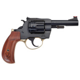 H16 Golden Boy Deadeye, Steel Frame Revolver, Double Action/Single Action, 22LR, 4" Barrel, Round Blued Steel, Polished Blued Steel Receiver, American Walnut Birdshead Grip, Adjustable Rear Sight, Ramped Fiber Optic Bead Front Sight, 10 Rounds H016BDA