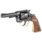 Golden Boy Revolver, DA/SA, 22 LR, 4" Barrel, Polished Finish, Blue Steel and Brass, American Walnut Gunfighter Grips, Fixed Notch Rear Sight, Screw On Post Front Sight, 10 Rounds H016GD