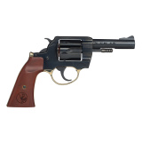 Big Boy Revolver, DA/SA, 357 Magnum/38 Special, 4" Round Barrel, Polished Blue Steel, American Walnut Gunfighter Grips, Fixed Notch Rear Sight, Screw On Post Front Sight, Transfer Bar Safety, 6 Rounds, Includes High/Medium/Low Interchangeable Front Sights
