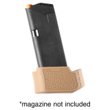 Grip Extension, Magazine Base Pad, For Glock 19 9MM 10/15 Round Magazines to Fit Glock 26, OverMolded Material, Cobblestone Texture, Flat Dark Earth 18613