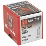 Match Bullets .224 Diameter 52 Grain Hollow Point Boattail