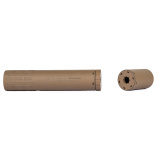 Flow 9 M, Suppressor, 9MM, 8.6" Length, 1.38" Diameter, Titanium Construction, 8.5oz, Cerakote Finish, Flat Dark Earth, Includes 1/2x28 Booster Assembly 3877