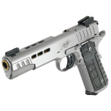 Rapide Dawn, Semi-automatic, 1911, Full Size, 9MM, 5" Barrel, Gold TiN Finish, Brushed Stainless Finish, Silver, TRUGLO TFX Tritium/Fiber-Optic Day/Night Sights, Black/Gray G10 Grips, Manual Safety, 9 Rounds, 1 Magazine, California Compliant 3000420CA