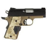 Ultra Covert II Cali, 1911, Semi-automatic, Metal Frame Pistol, Sub-Compact, 45 ACP, 3" Barrel, Carbon Steel Match Grade Barrel, Aluminum, KimPro Finish, Flat Dark Earth, Crimson Trace Laser Grips, Tritium Night Sights, Manual Safety, 7 Rounds, Right Han