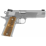 Raptor II Cali, 1911, Semi-automatic, Metal Frame Pistol, Full Size, 45 ACP, 5" Barrel, Carbon Steel Match Grade Barrel, Stainless Steel, Brushed Finish, Silver, Zebrawood Grips, Tritium Night Sights, Ambidextrous Manual Safety, 8 Rounds, Ambidextrous 32