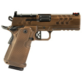 2K11 PRO Minotaur, Semi-automatic, 1911, Full Size Pistol, 9MM, 4.25" Bull Barrel, Cerakote Finish, Distressed Sandstone, Black DLC Barrel, Aluminum Grips, Fixed Rear Sight, Fiber Optic Front Sight, Optics Ready, RMR Footprint, Ambidextrous Thumb Safety,