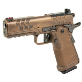 2K11 PRO Minotaur, Semi-automatic, 1911, Full Size Pistol, 9MM, 4.25" Bull Barrel, Cerakote Finish, Distressed Sandstone, Black DLC Barrel, Aluminum Grips, Fixed Rear Sight, Fiber Optic Front Sight, Optics Ready, RMR Footprint, Ambidextrous Thumb Safety,