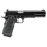 DS Warrior LS, Semi-automatic, Metal Frame Pistol, 1911, Full Size, 10MM, 6" Bushing Barrel with Deep Crown, KimPro Finish, Black, Carbon Fiber Grips, Tritium Front Sight, Optics Ready, Includes C&H RMR Optic Mount, Ambidextrous Thumb Safety, (1)-18 Roun