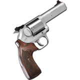 K6s DASA Target, Double/Single Action Revolver, 357 Magnum, 4" Barrel, Brushed Finish, Silver, Wood Grips, Adjustable Rear with Fiber Optic Front Sight, 6 Rounds, California Approved 3700621CA