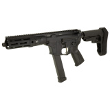 IC-9 Pistol, Semi-automatic, AR, 9mm, 8" Barrel, Threaded 1/2X28, Anodized Finish, Black, SBA3 Pistol Brace, 30 Rounds, 1 Magazine ICP9B8SBA3