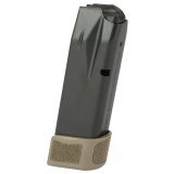 MC9 Magazine, 9MM, 15 Rounds, Fits Canik MC9, Matte Finish, Black, Includes Flat Dark Earth Extension MA2278D
