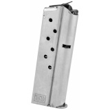 Magazine, 9MM, 8 Rounds, Fits 1911 Officer's Model, Includes 1 Thick and 1 Thin Base Pad, Stainless, Silver 849-OF