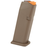 OEM Magazine, 9MM, 15Rd, Fits GLOCK 19, Cardboard Style Packaging, FDE Finish, Orange Follower 47461