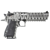Desert Eagle MK XIX, Single Action, Semi-automatic, Metal Frame Pistol, Full Size, 50 Action Express, 6" Barrel, Stainless Steel Finish, White Tiger Strips, Rubber Grips, Fixed Sights, Ambidextrous Thumb Safety, 7 Rounds, 1 Magazine DE50WTS