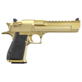 Desert Eagle, MK19, Single Action, Semi-automatic, Metal Frame Pistol, Full Size, .50 Action Express, 6" Barrel, Nitride Finish, Gold, Rubber Grips, Fixed Sights, Ambidextrous Thumb Safety, 7 Rounds, 1 Magazine, Integral Muzzle Brake DE50ZNG