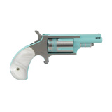 Iris Mini Revolver, Single Action Only, 22 WMR, 1.625" Ported Barrel, Cerakote Finish, Turquoise and Silver, White Pearlite Grips, 5 Rounds NAA-22M-PB