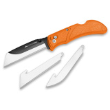 Razorwork, Folding Knife, Plain Edge, 3" Blades, Black Oxide Finish, 420J2 Stainless Steel, Orange Handle, Includes (2) Utility Blades and (1) Drop Point Blade RWB30-70C
