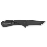 Razor VX1, Folding Knife, Plain Edge, 3" Blade Length, 7.3" Overall Length, 420J2 Stainless Steel, Includes (2) Standard Plain Edge and (1) Partially Serrated Blade, Anodized Black Finish, Aluminum Scales, Stainless Steel Blade Holder, Reversible Deep Ca