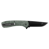 Razor VX1, Folding Knife, Plain Edge, 3" Blade Length, 7.3" Overall Length, 420J2 Stainless Steel, Includes (2) Standard Plain Edge and (1) Partially Serrated Blade, Anodized Green Finish, Aluminum Scales, Stainless Steel Blade Holder, Reversible Deep Ca