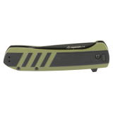 Razor VX4, Folding Knife, Plain Edge, 3" Blade Length, 7.5" Overall Length, 420J2 Stainless Steel, Includes (3) Standard Plain Edge and (1) Partially Serrated Blade, Black Oxide Finish, Black & Green Scales, Ceramic Ball Bearing System, Stainless Steel F