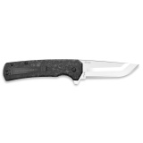 Razor VX5, Folding Knife, Plain Edge, 3" Blade Length, 7.3" Overall Length, 420J2 Stainless Steel, Includes (3) Standard Plain Edge and (1) Partially Serrated Blade, Stainless Steel Finish, Carbon Fiber Scales, Ceramic Ball Bearing System, Stainless Stee