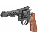 Super GP100| Revolver, Single/Double Action, Full Size, 357 Magnum, 5.5" Cold Hammer Forged Barrel, Stainless Steel Frame, Black PVD Coated Finish, Hogue Hardwood Grip, 8Rd, 3 Moon Clips, Weighs 47oz, Fiber Optic Site 5065