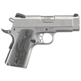 SR1911, Centerfire Pistol, 1911 Officer, 45ACP, 3.6" Barrel, Stainless Slide & Frame, 7Rd, Thumb Safety, Drift Adjustable Novak 3 Dot Sights, 2 Magazines, G10 Grips 06762