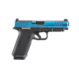 RXM, Striker Fired, Semi-automatic, Polymer Frame Pistol, 9MM, 4.5" Barrel, PVD Finish, Blue Slide, Black Magpul EHG Frame, Optics Ready, Front Night Sight, 17 Rounds, 2 Magpul PMAG 17 GL9 Magazines 19551