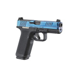 RXM, Striker Fired, Semi-automatic, Polymer Frame Pistol, 9MM, 4" Barrel, PVD Finish, Blue Slide, Black Magpul EHG Frame, Optics Ready, Front Night Sight, 17 Rounds, 2 Magpul PMAG 17 GL9 Magazines 19552