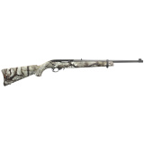 10/22 Carbine, Semi-Automatic Rifle| 22 LR, 18.5" Threaded Barrel, Satin Black Finish, Alloy Steel, Go Wild Camo Rock Star Synthetic Stock, Adjustable Rear and Gold Bead Front Sight, 10Rd, Includes 40" Soft carry case 31113