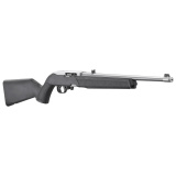 10/22, Semi-automatic, 22LR, 16.4" Threaded Barrel, 1/2X28 Thread Pitch, Stainless Steel Barrel, Black Polymer Stock, Adjustable Rear Sight, Gold Front Bead Sight, Manual Safety, 10 Round Rotary Magazine 32004