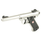 Mark IV Target .22 Long Rifle 5.5 Inch Bull Barrel Satin Stainless Finish Adjustable Rear Sight Checkered Grip 10 Round